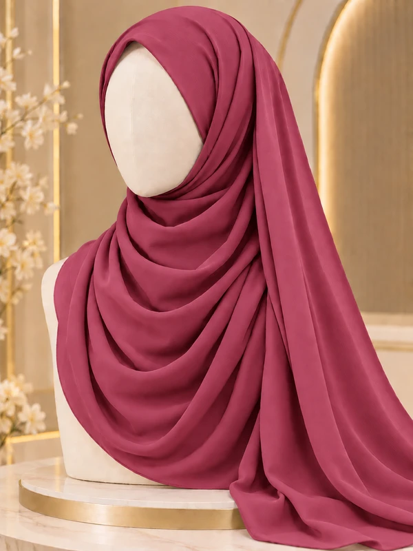 Dark Rose Pink Premium Georgette Hijab